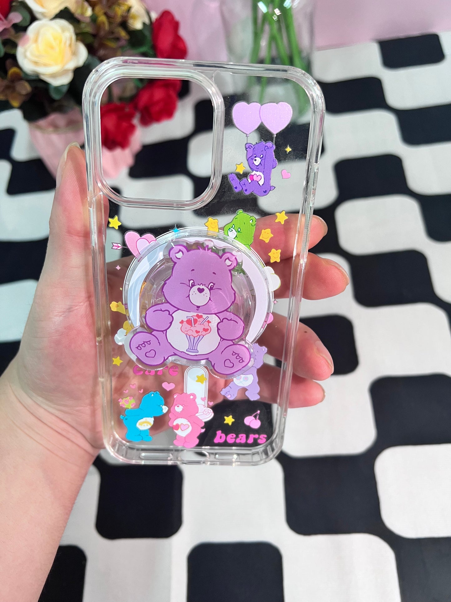 1 purple bear phone case + 1 purple bear magnetic phone holder(send me your model in TikTok)